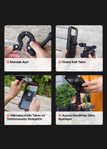 Universal Motosiklet Bisiklet Su Geçirmez Telefon Tutucu
