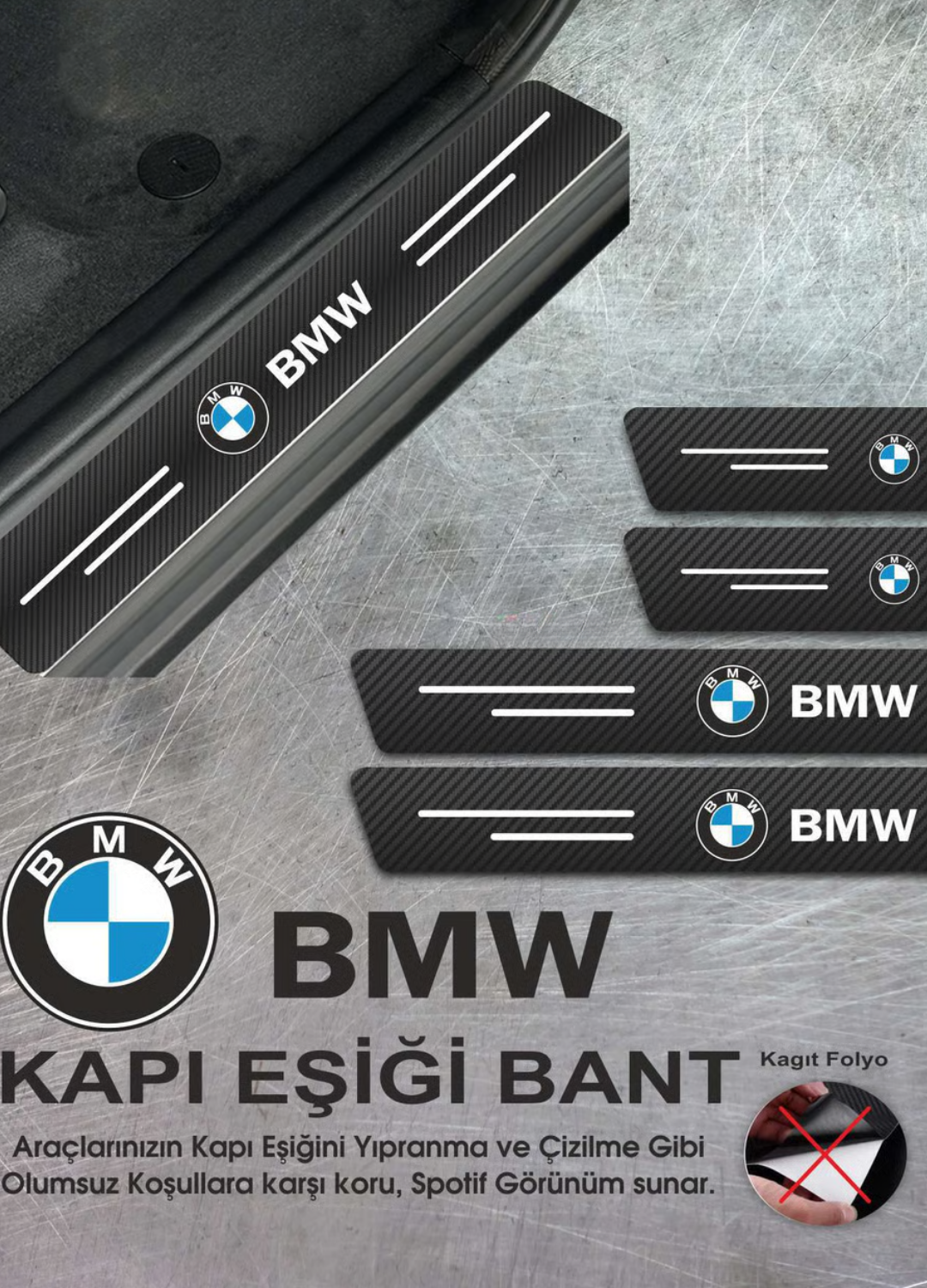 Karbon Kapı Eşiği Koruyucu Bant Folyo 4'lü Set