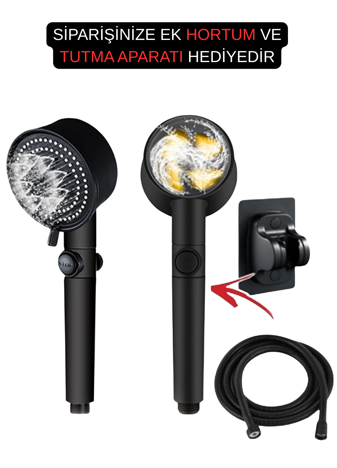 Turbo Pervaneli 5 Fonksiyonlu Duş Başlığı