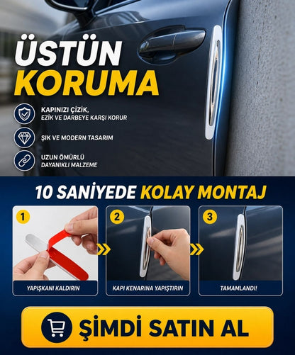 4 Parça Kapı Çizik Önleyici  Koruma Beyaz