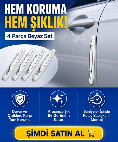 4 Parça Kapı Çizik Önleyici  Koruma Beyaz